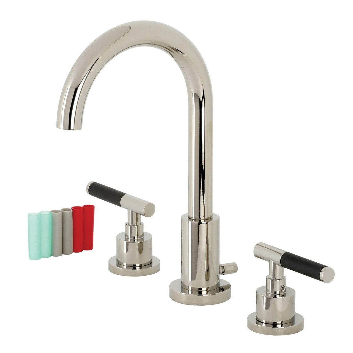 Kaiser Widespread Bathroom Faucet with Brass Pop-Up in Polished Nickel