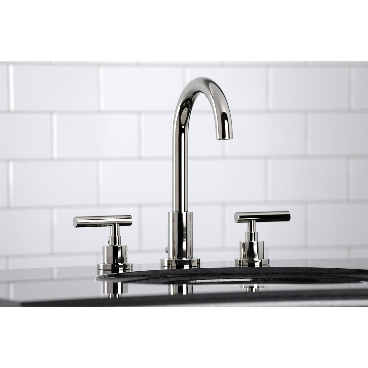 Manhattan Widespread Bathroom Faucet with Brass Pop-Up in Polished Nickel