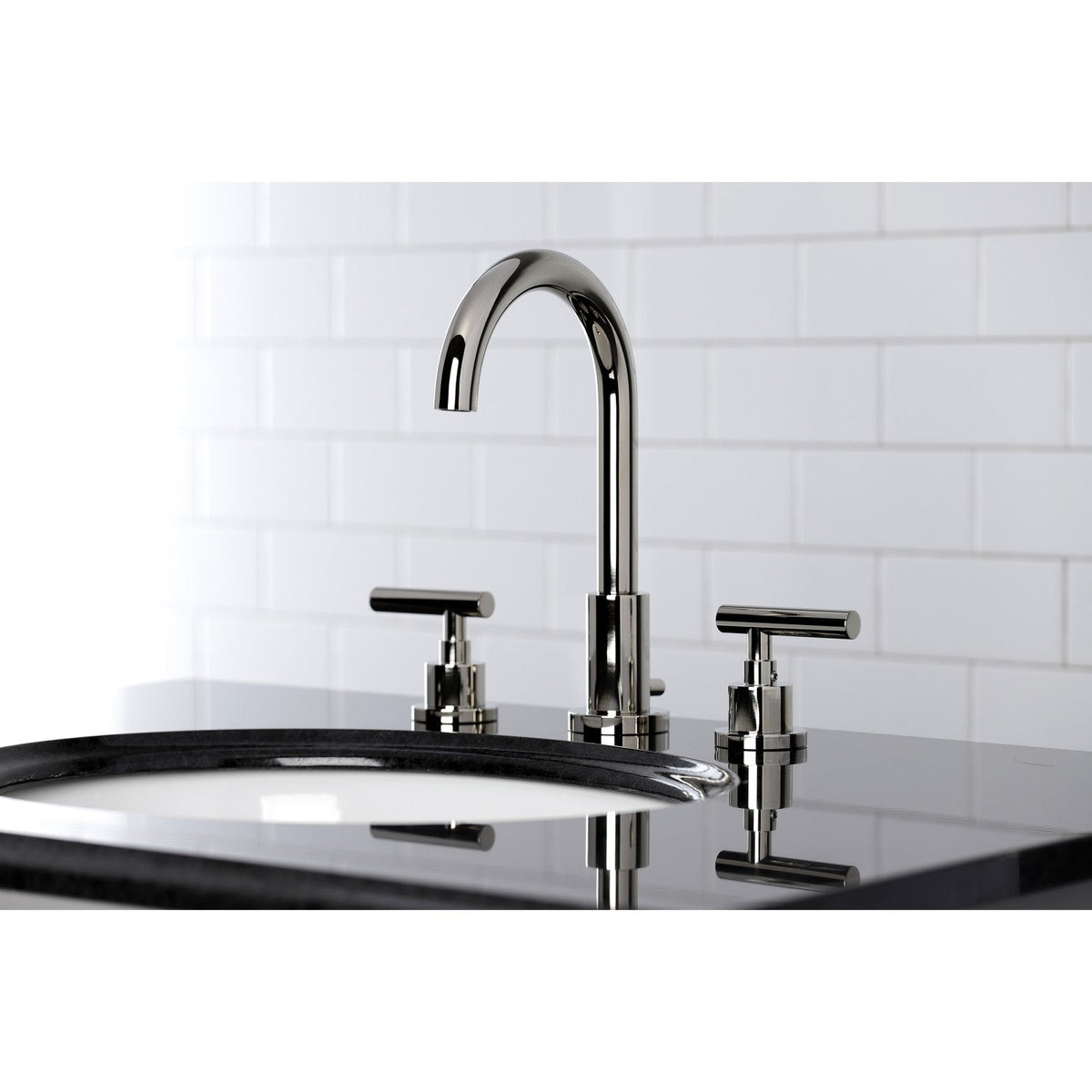 Manhattan Widespread Bathroom Faucet with Brass Pop-Up in Polished Nickel