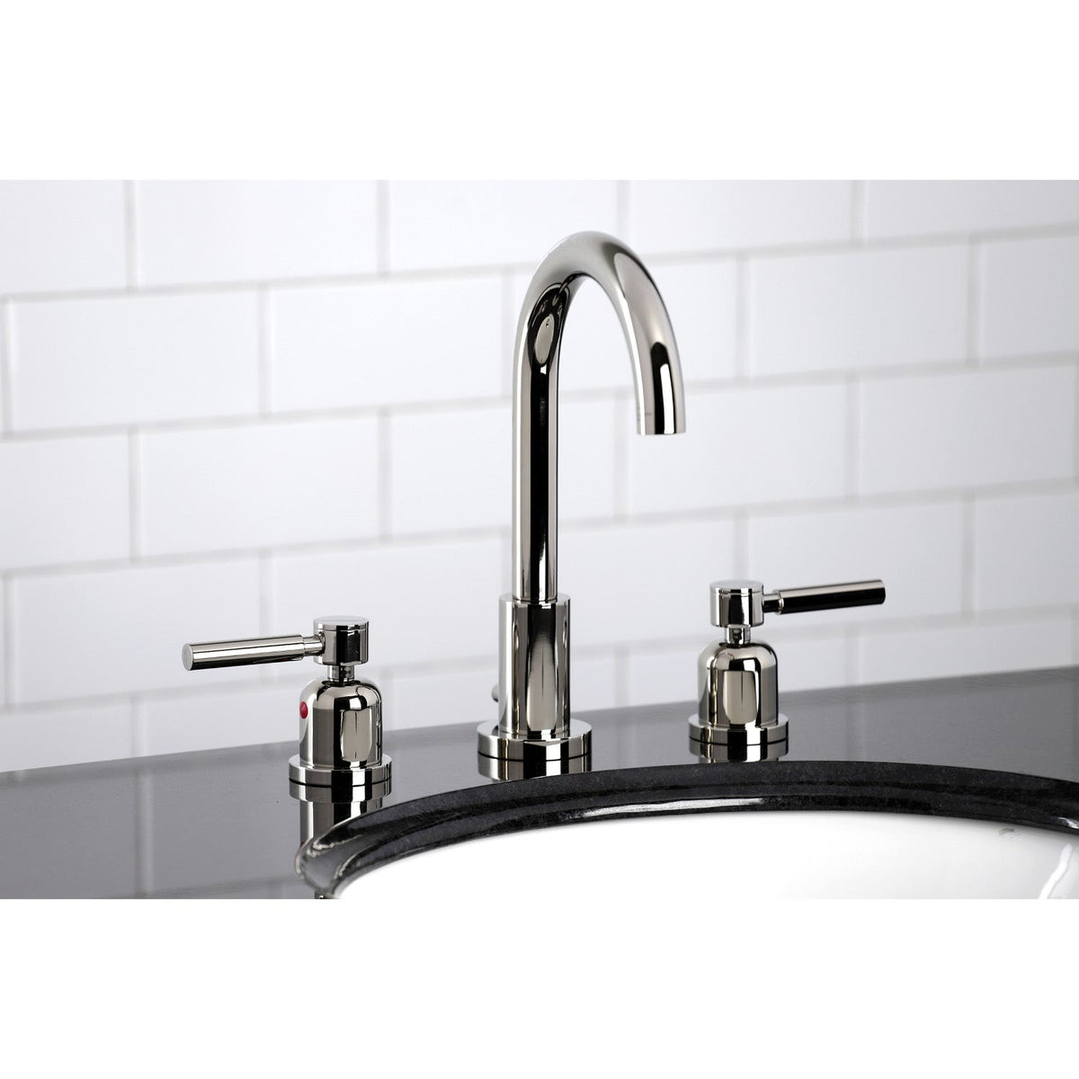 Concord Widespread Bathroom Faucet with Brass Pop-Up in Polished Nickel