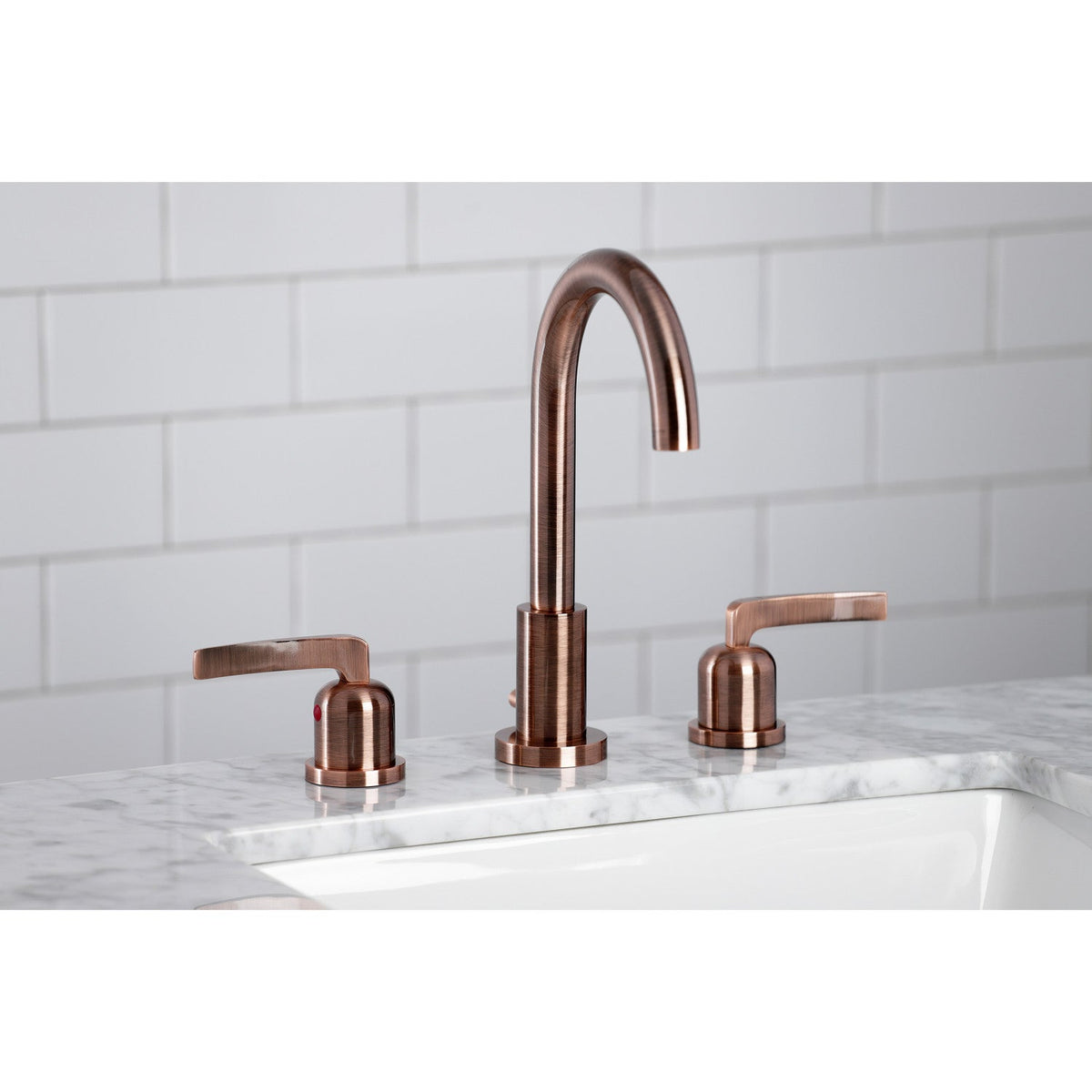 Centurion Widespread Bathroom Faucet with Brass Pop-Up in Antique Copper