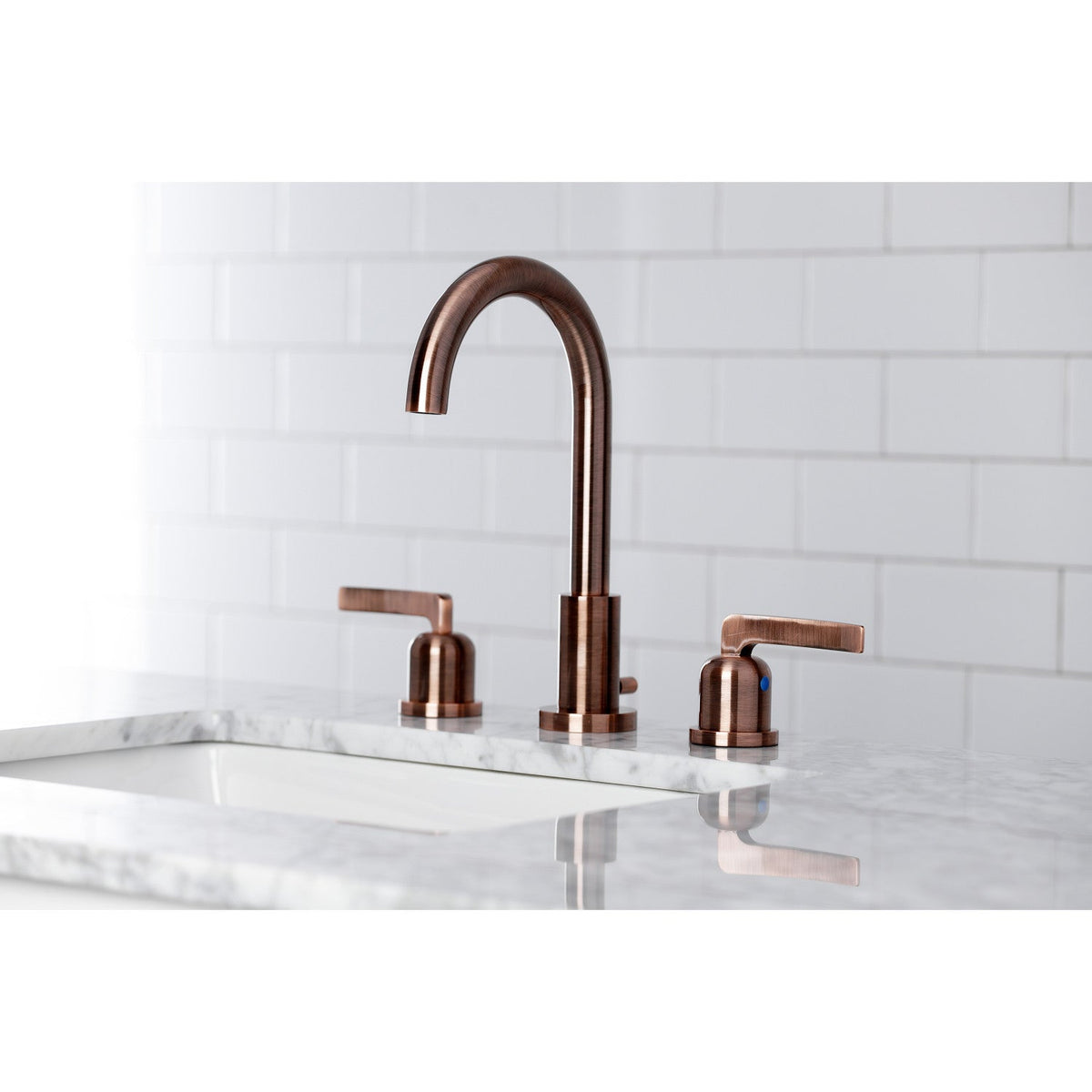 Centurion Widespread Bathroom Faucet with Brass Pop-Up in Antique Copper