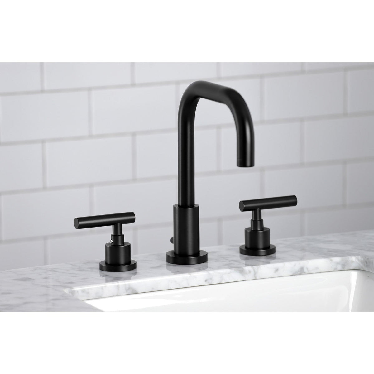 Manhattan Widespread Bathroom Faucet with Brass Pop-Up in Matte Black
