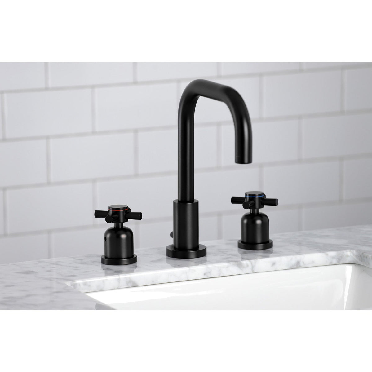 Concord Widespread Bathroom Faucet with Brass Pop-Up in Matte Black