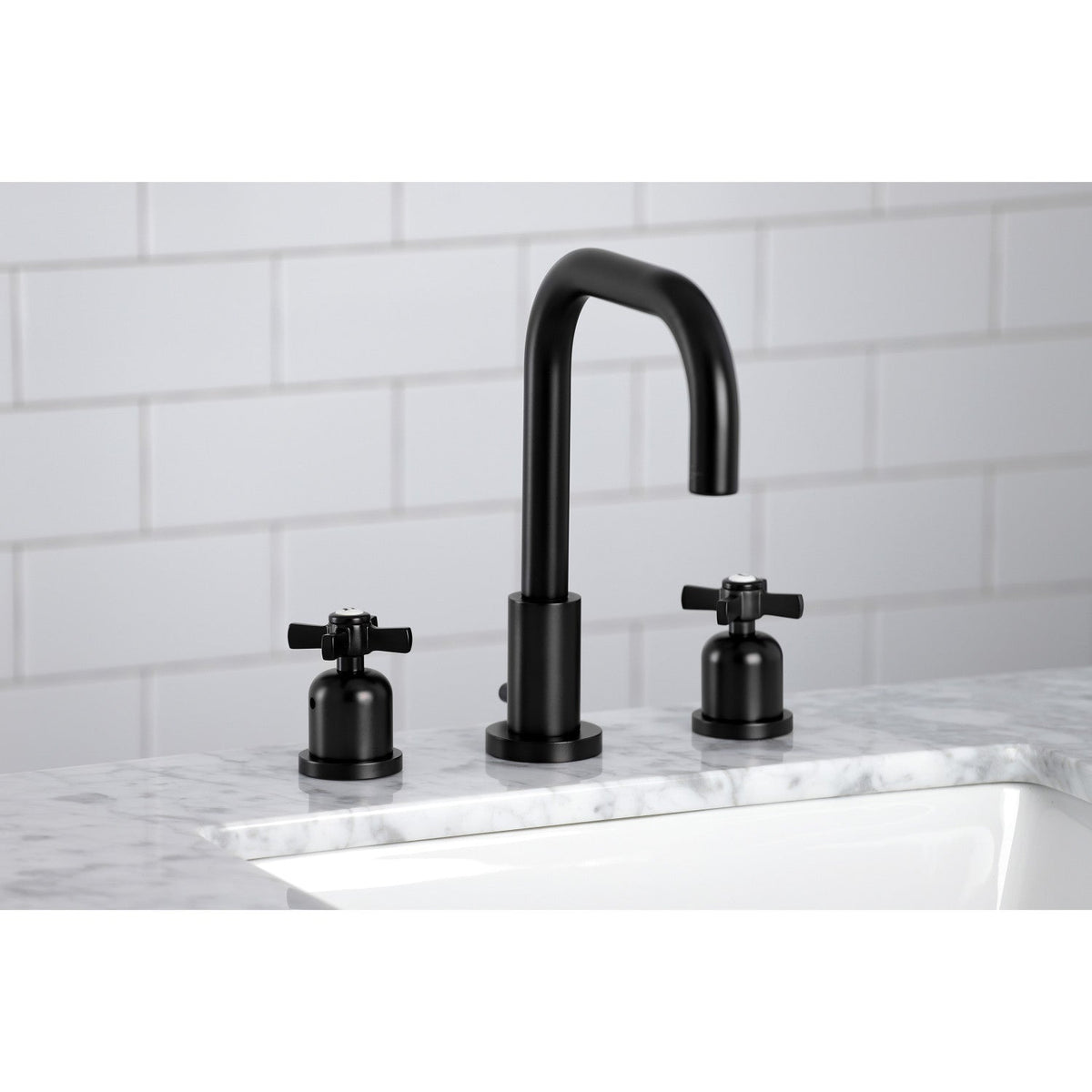 Millennium Widespread Bathroom Faucet with Brass Pop-Up in Matte Black