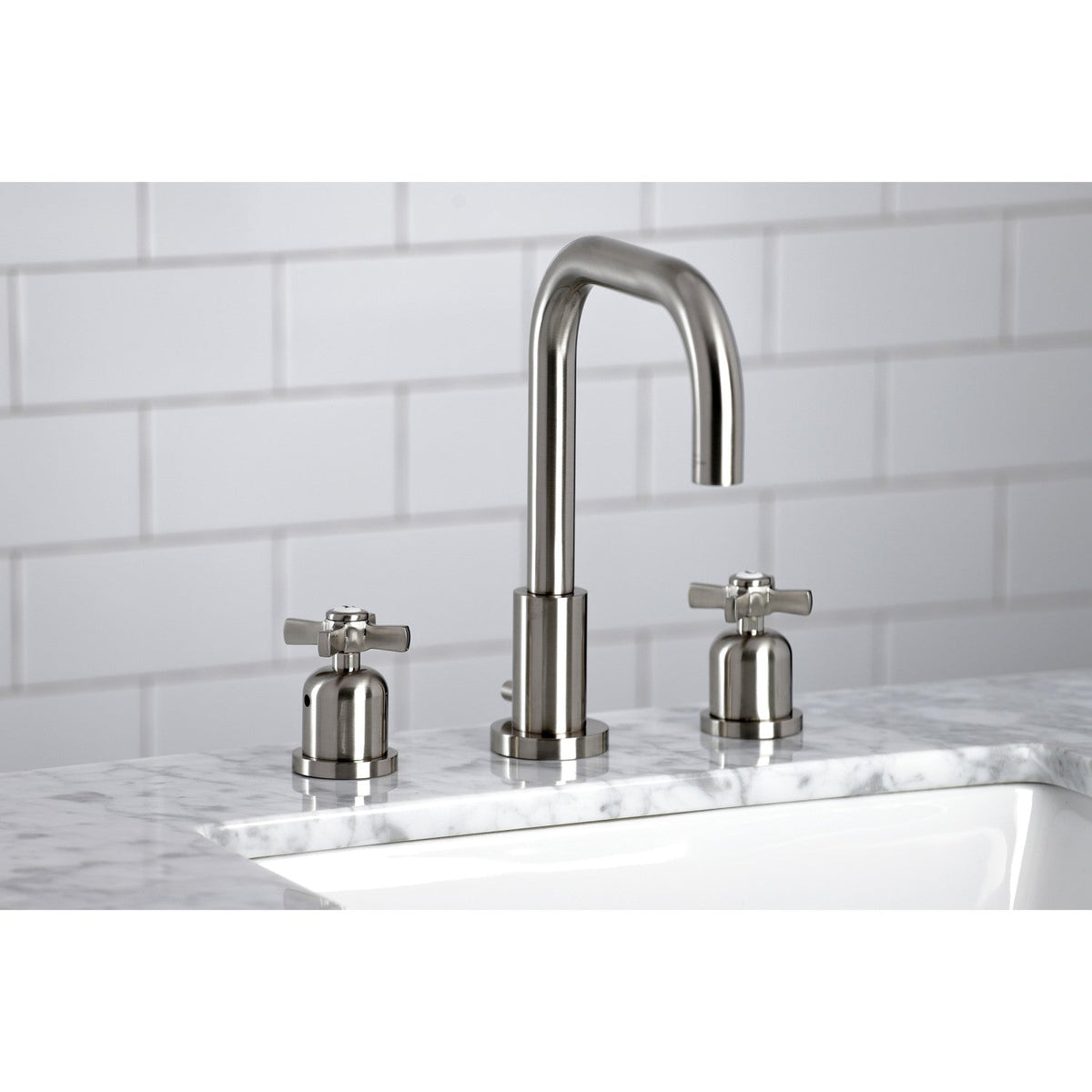 Millennium Widespread Bathroom Faucet with Brass Pop-Up in Brushed Nickel