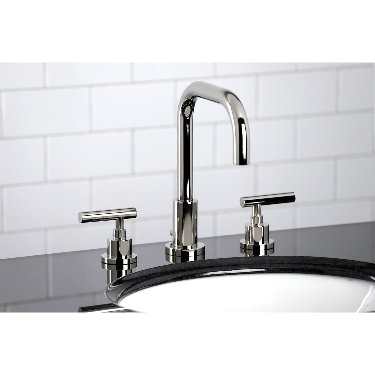 Manhattan Widespread Bathroom Faucet with Brass Pop-Up in Polished Nickel