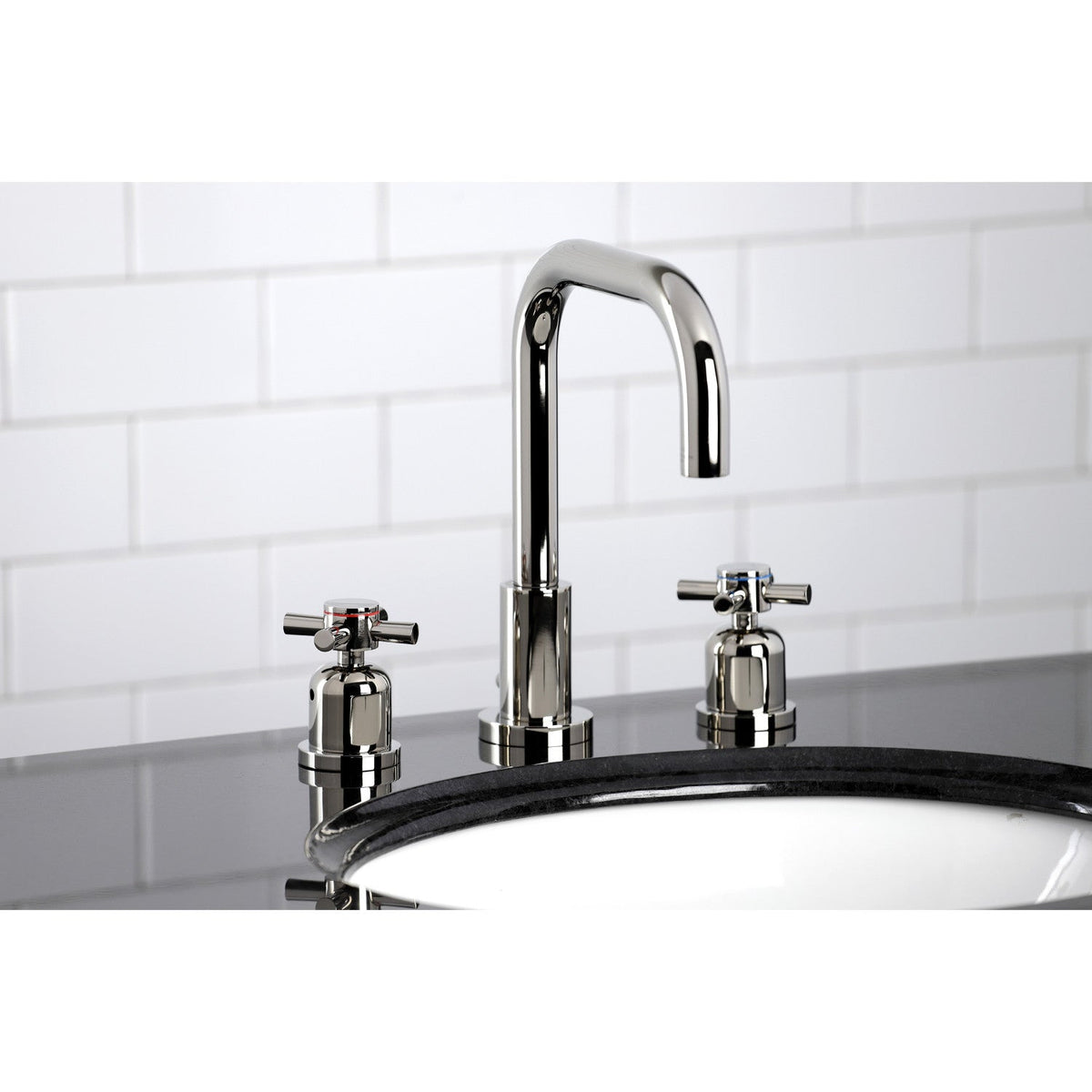 Concord Widespread Bathroom Faucet with Brass Pop-Up in Polished Nickel