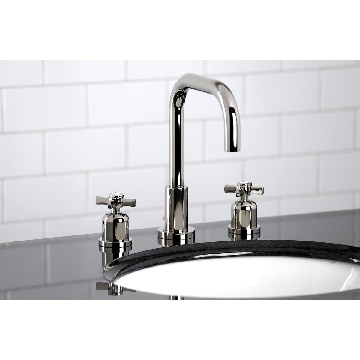Millennium Widespread Bathroom Faucet with Brass Pop-Up in Polished Nickel