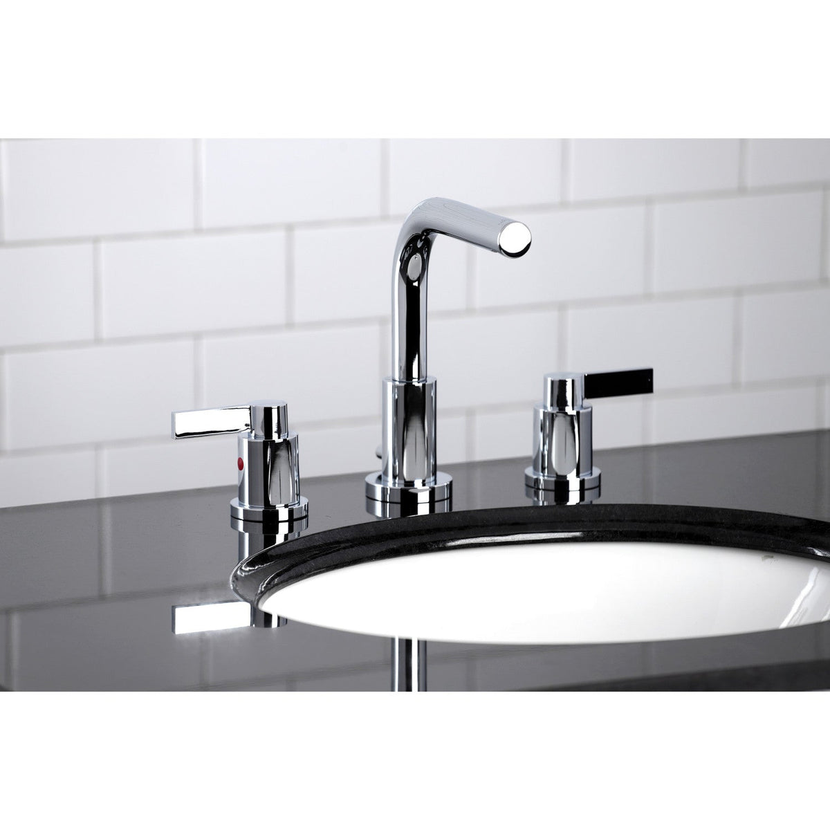 NuvoFusion Widespread Bathroom Faucet with Brass Pop-Up in Polished Chrome