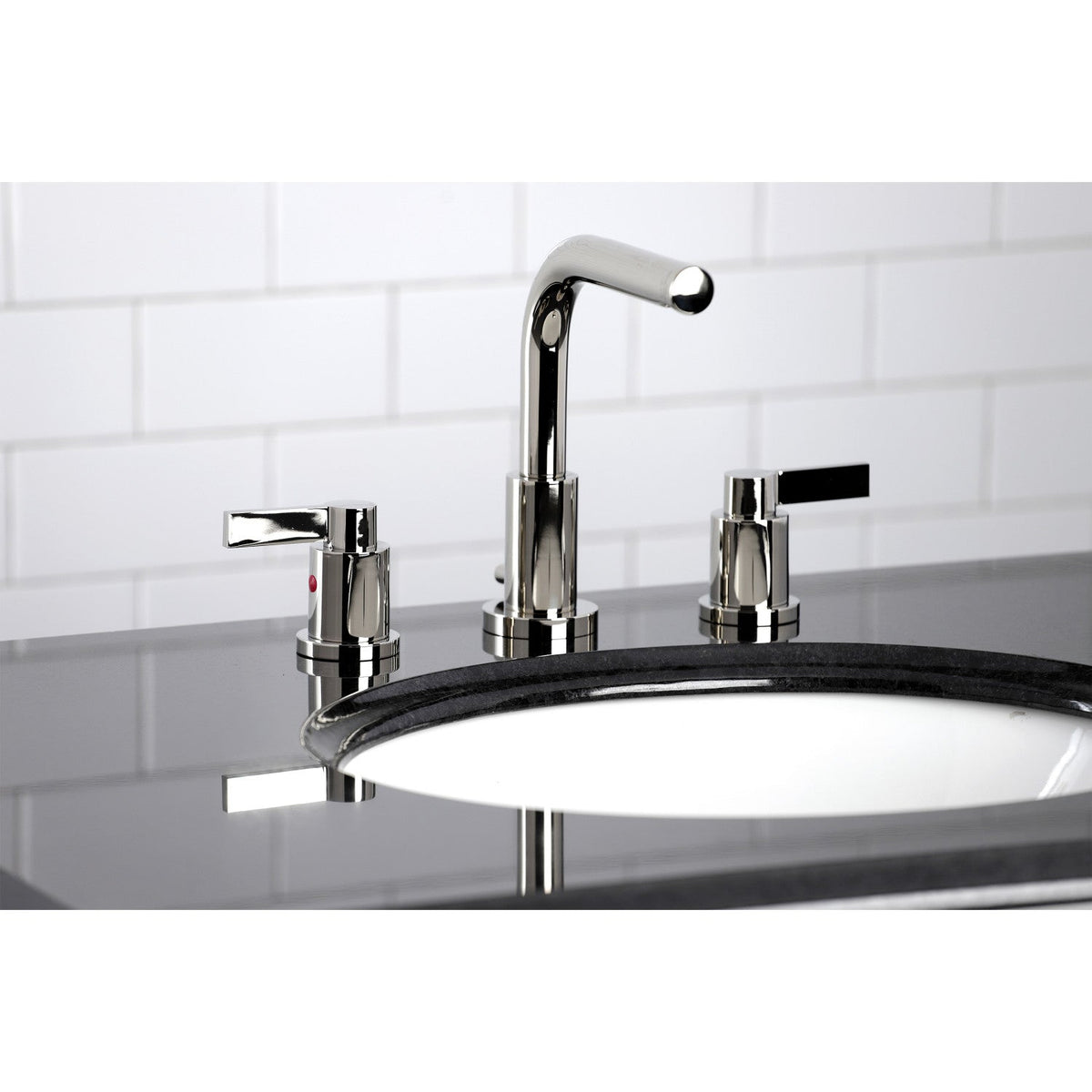 NuvoFusion Widespread Bathroom Faucet with Brass Pop-Up in Polished Nickel