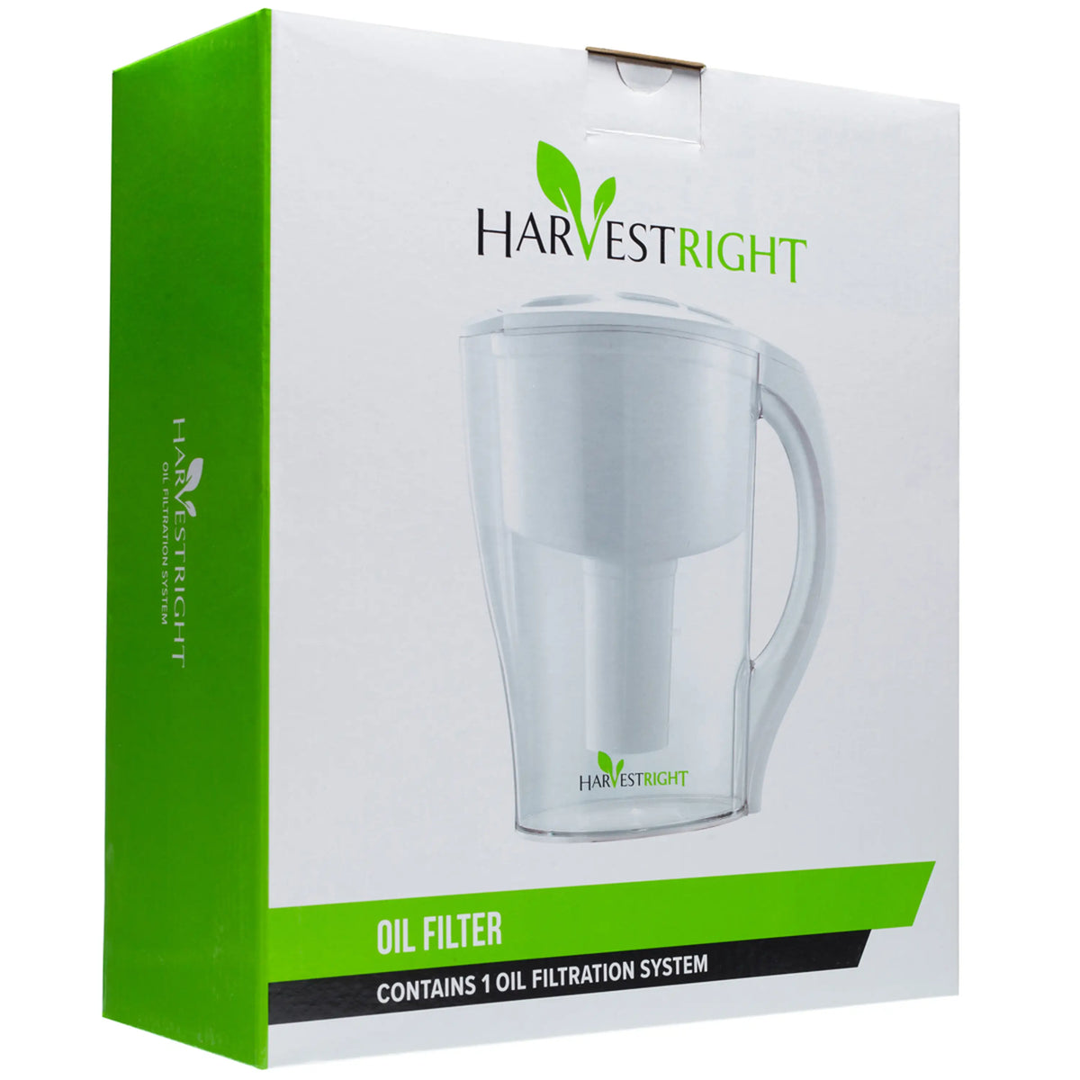 Retail box for oil filter with image of a transparent pitcher-style filter