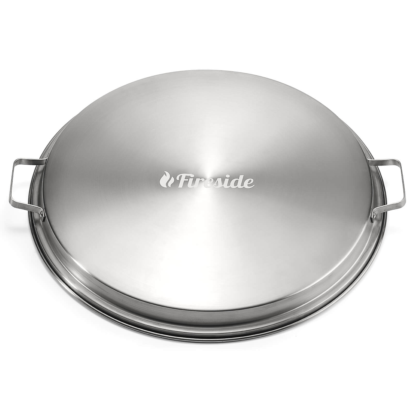 Stainless steel fire pit lid with two side handles, round domed cover