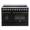 Forno Paolo 48-Inch Freestanding Electric Range with 7 Elements and 6.7 Cu.Ft True Convection Oven in Black with Antique Brass Trim (FFSEL6011-48BLK)