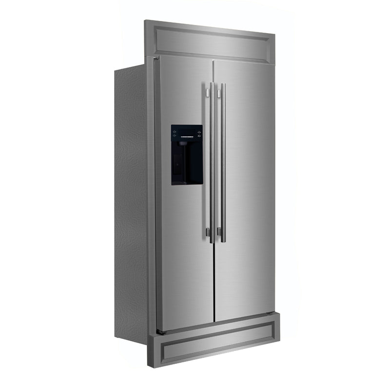 Forno Salerno 36-Inch Built-in Stainless-Steel Refrigerator with 20 cu. ft Capacity, Water Dispenser, and Decorative Grill (FFRBI1844-40MG)