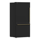 Forno Milano Espresso Package - 62-Inch, 34.4 cu. ft. Refrigerators with Bottom Freezers in Black with Antique Brass Handle (FFFFD1787-60BLK)
