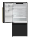 Forno Milano Espresso Package - 62-Inch, 34.4 cu. ft. Refrigerators with Bottom Freezers in Black with Antique Brass Handle (FFFFD1787-60BLK)