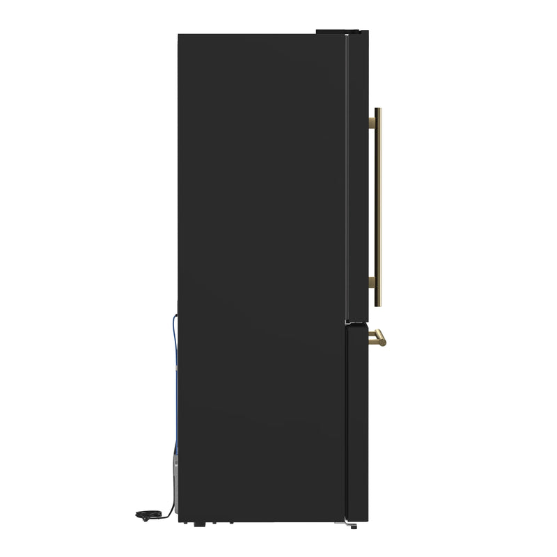 Forno Milano Espresso Package - 62-Inch, 34.4 cu. ft. Refrigerators with Bottom Freezers in Black with Antique Brass Handle (FFFFD1787-60BLK)