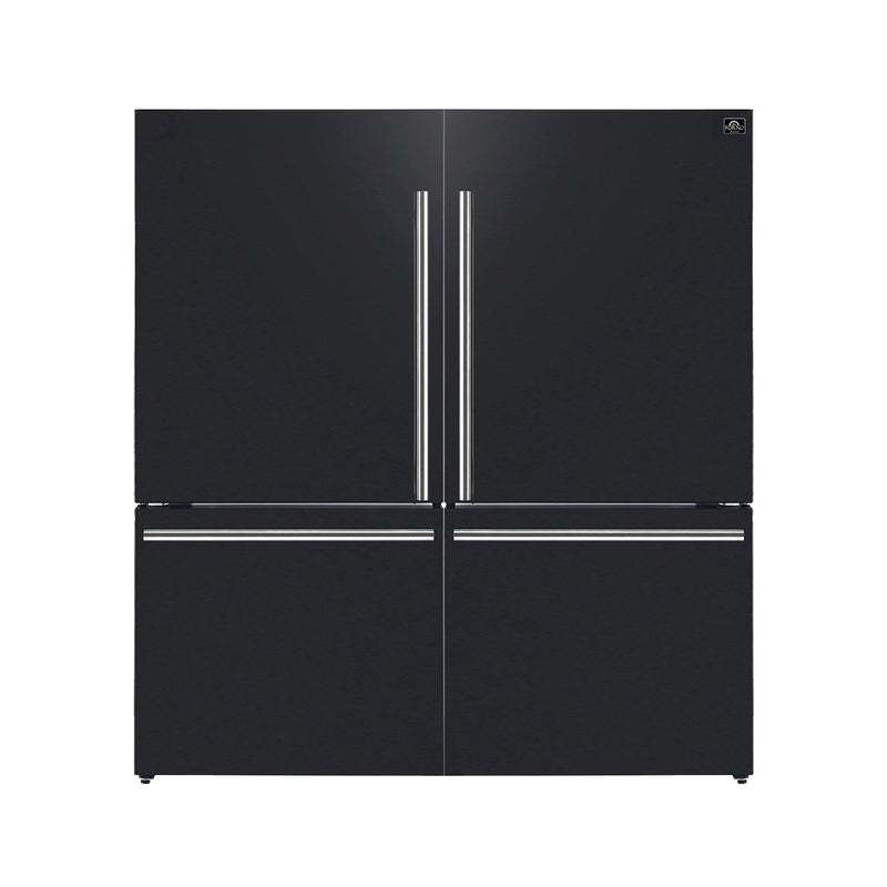 Forno Milano Espresso Package - 62-Inch, 34.4 cu. ft. Refrigerators with Bottom Freezers in Black with Stainless Steel Handle (FFFFD1787-60BLK)