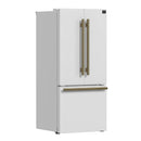 Forno Espresso Gallipoli 30-inch 17.5 cu. ft. French Door Refrigerator with Ice Maker in White with Antique Brass Handle (FFFFD1974-31WHT)