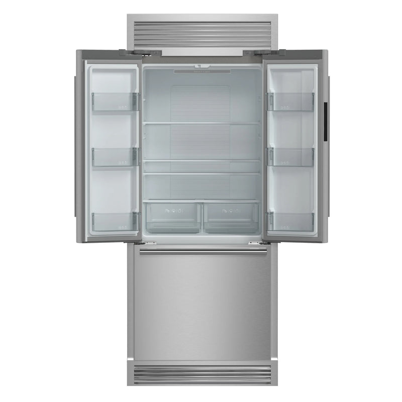 Forno 30-Inch French Door Built-In Refrigerator with 17.5 Cu Ft and Ice Maker in Stainless Steel with 4” Decorative Grill (FFFFD1974-35SG)