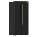 Forno Salerno Espresso 33-inch Side-by-Side 15.6 Cu.Ft. Refrigerator in Black with Antique Brass Trim (FFRBI1805-33BLK)