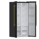 Forno Salerno Espresso 33-inch Side-by-Side 15.6 Cu.Ft. Refrigerator in Black with Antique Brass Trim (FFRBI1805-33BLK)
