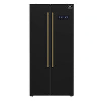 Forno Salerno Espresso 33-inch Side-by-Side 15.6 Cu.Ft. Refrigerator in Black with Antique Brass Trim (FFRBI1805-33BLK)