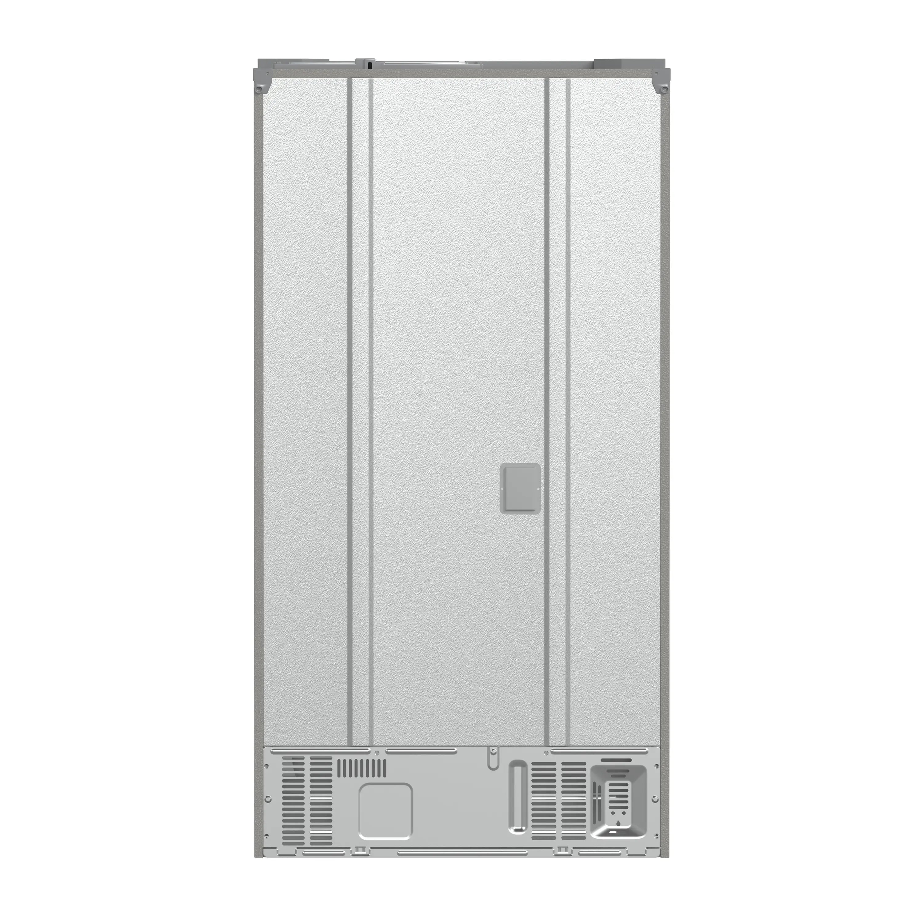 French door refrigerator back panel with ventilation grilles and access cover