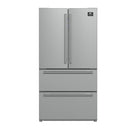 Forno 4-Piece Appliance Package - 48-Inch Gas Range, Wall Mount Range Hood, 36-Inch French Door Refrigerator, and Dishwasher in Stainless Steel