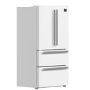 Forno Espresso 4-Piece Appliance Package - 30-Inch Electric Range, Under Cabinet Range Hood, Refrigerator and Dishwasher in White with Stainless Steel Trim