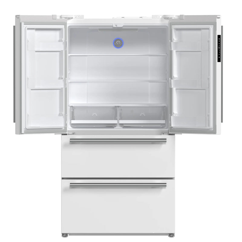 Forno Espresso Moena 36-inch 19.2 Cu.ft French Door Refrigerator in White with Stainless Steel Handle (FFRBI1820-36WHT)