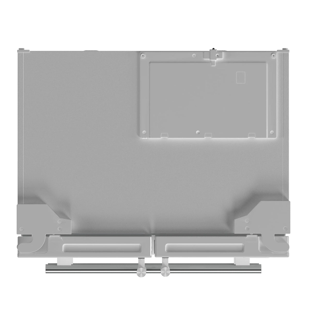 White refrigerator rear panel with mounting hardware and access slots
