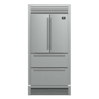 Forno 36-Inch French Door Refrigerator - 19 cu.ft with Double Freezer Drawer and Ice Maker - with 4-Inch Custom Grille (FFRBI1820-40SG)