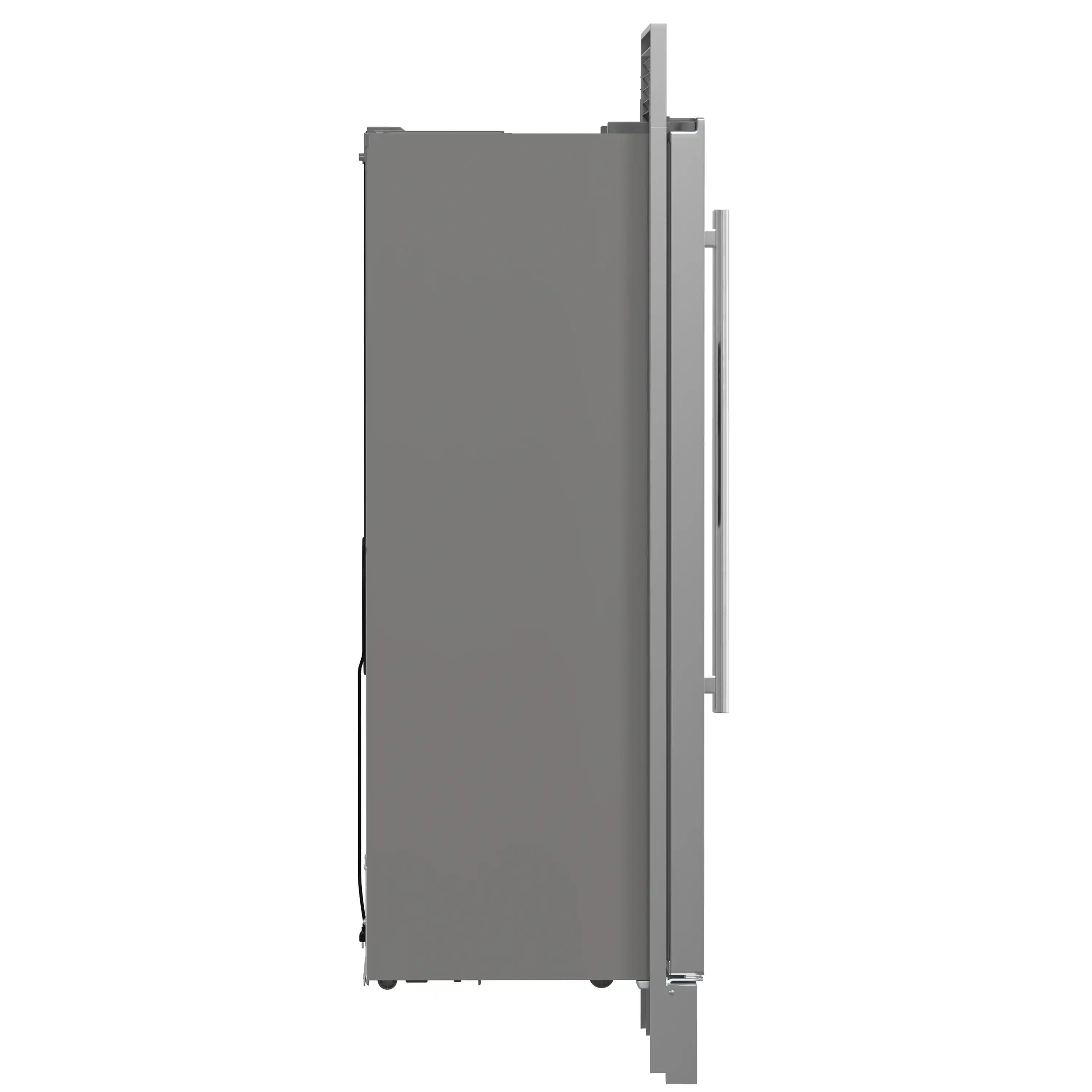 Built-in stainless steel side-by-side refrigerator with tall door and integrated handles