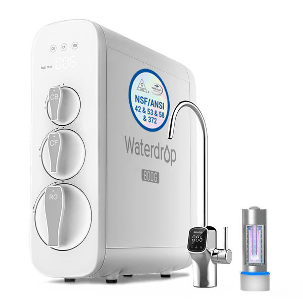 Waterdrop 800 GPD Tankless RO System with UV Sterilizing Light, Smart & Space-Saving Design, White (WD-G3P800-W-FC)