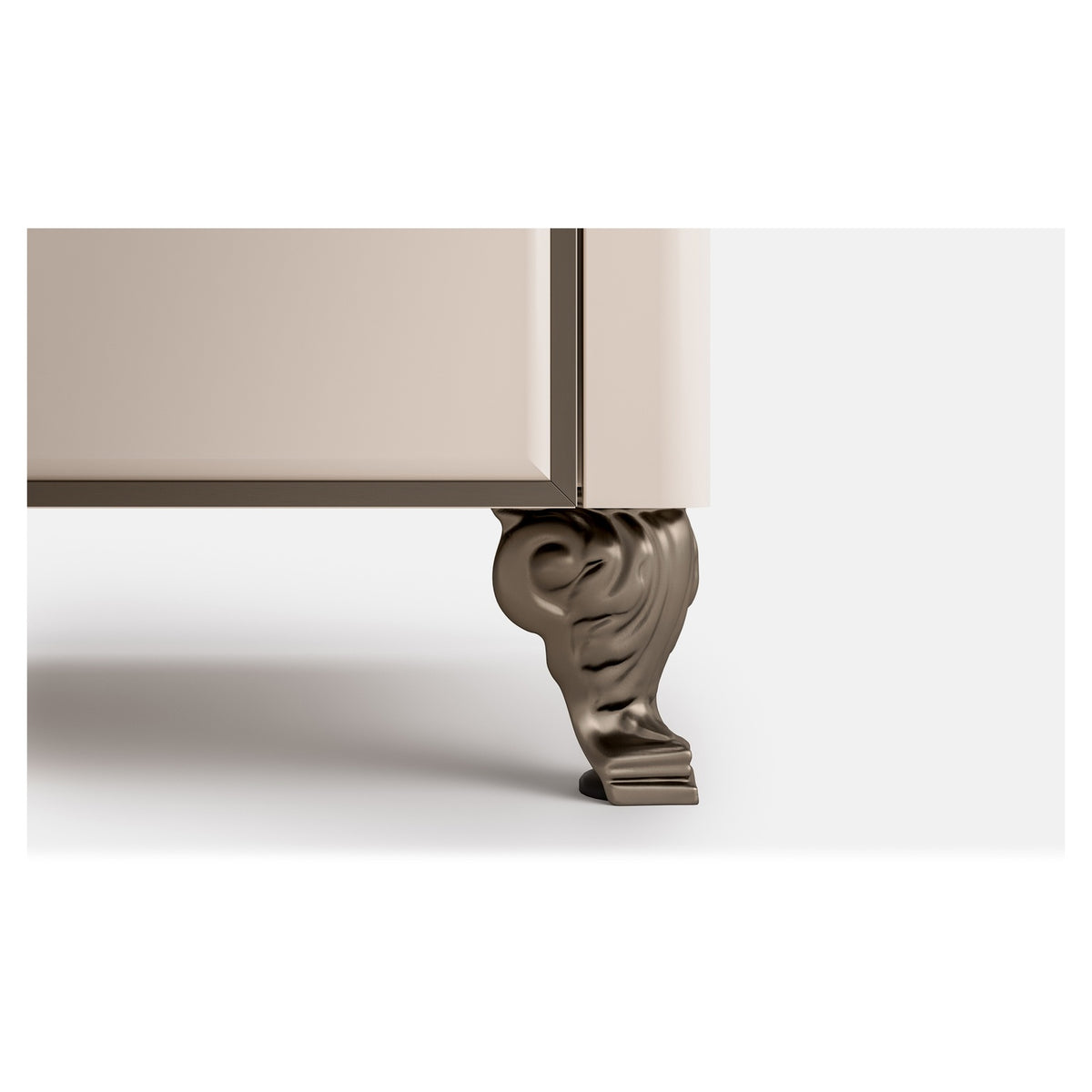 Bronze scroll claw leg with ornate paw foot detail