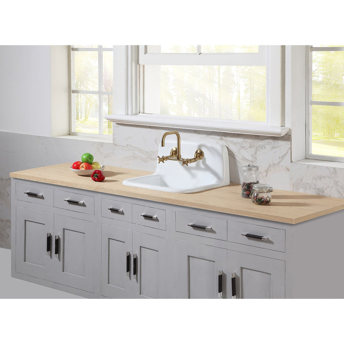 Fauceture Petra Galley 22 Inch Wall Mount Single Bowl Kitchen Sink in White