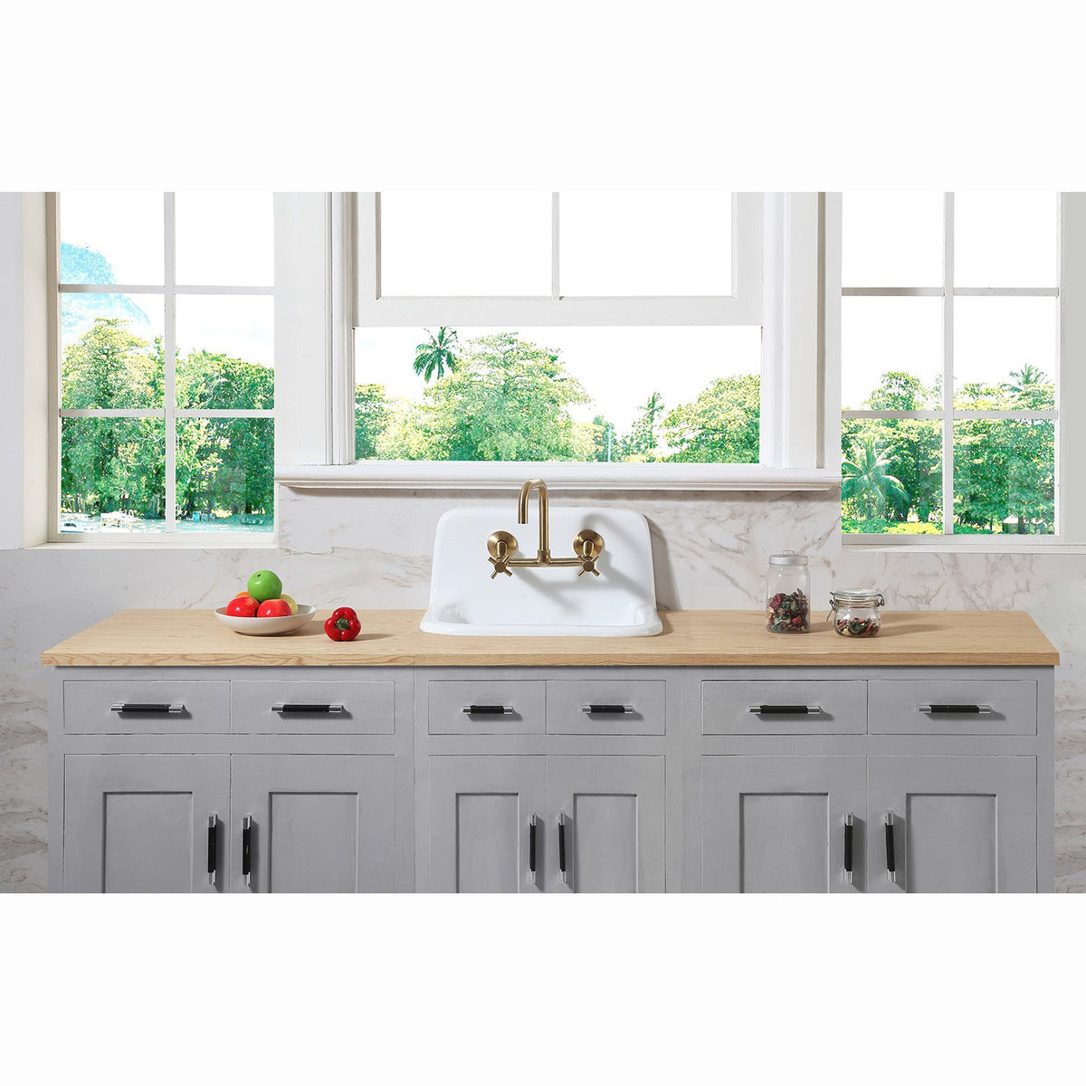 Fauceture Petra Galley 22 Inch Wall Mount Single Bowl Kitchen Sink in White