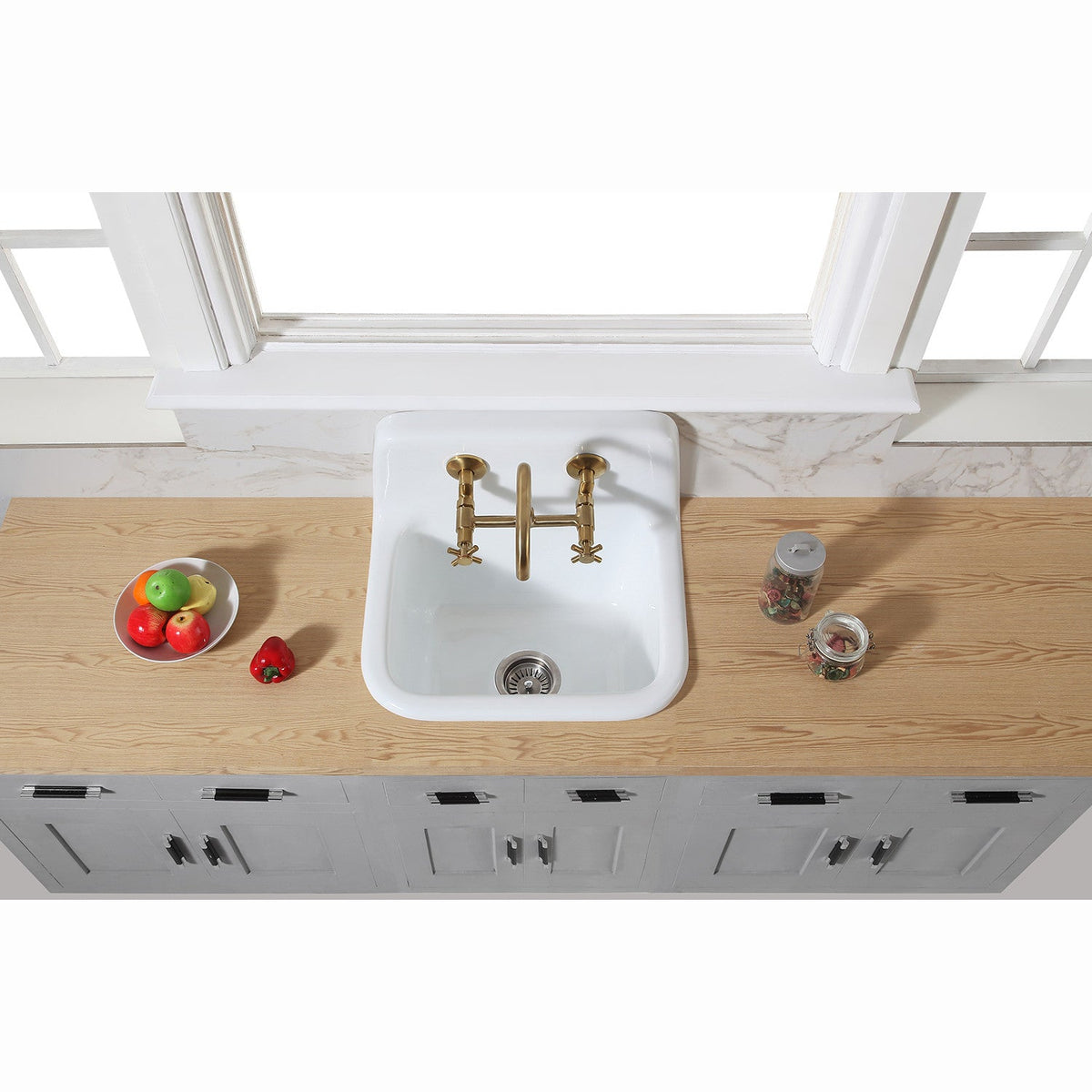 Fauceture Petra Galley 22 Inch Wall Mount Single Bowl Kitchen Sink in White