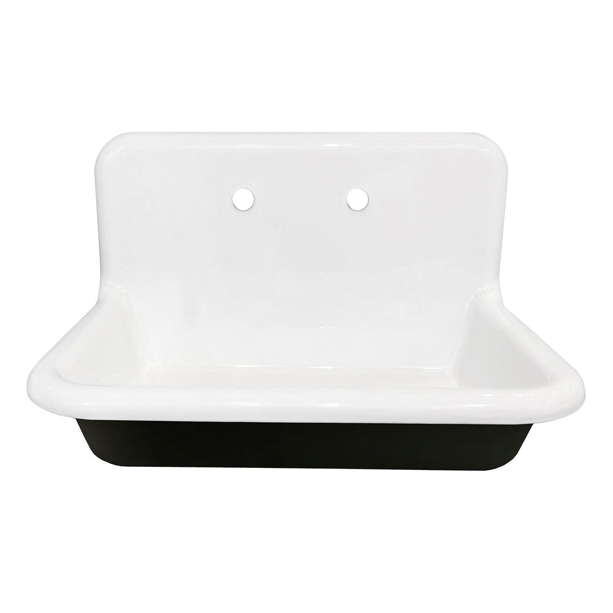 Towne 30-Inch Cast Iron Single Bowl Wall Mount Utility Sink (2-Hole) in White