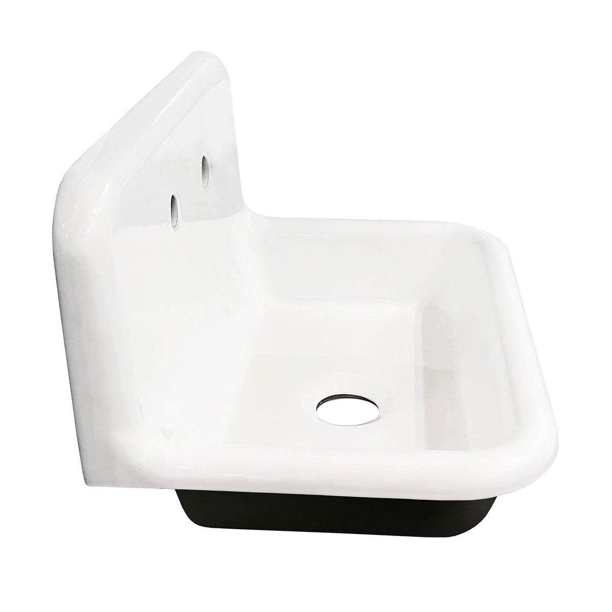 Towne 30-Inch Cast Iron Single Bowl Wall Mount Utility Sink (2-Hole) in White