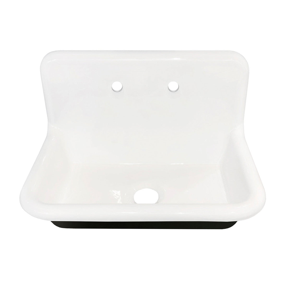 Towne 30-Inch Cast Iron Single Bowl Wall Mount Utility Sink (2-Hole) in White