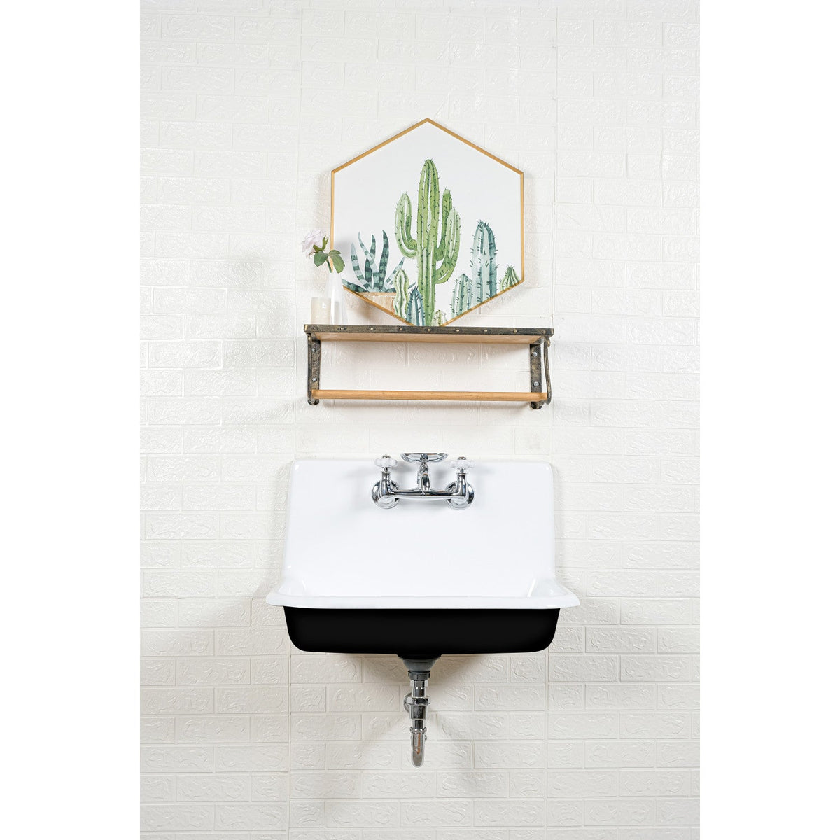 Towne 30-Inch Cast Iron Single Bowl Wall Mount Utility Sink (2-Hole) in White