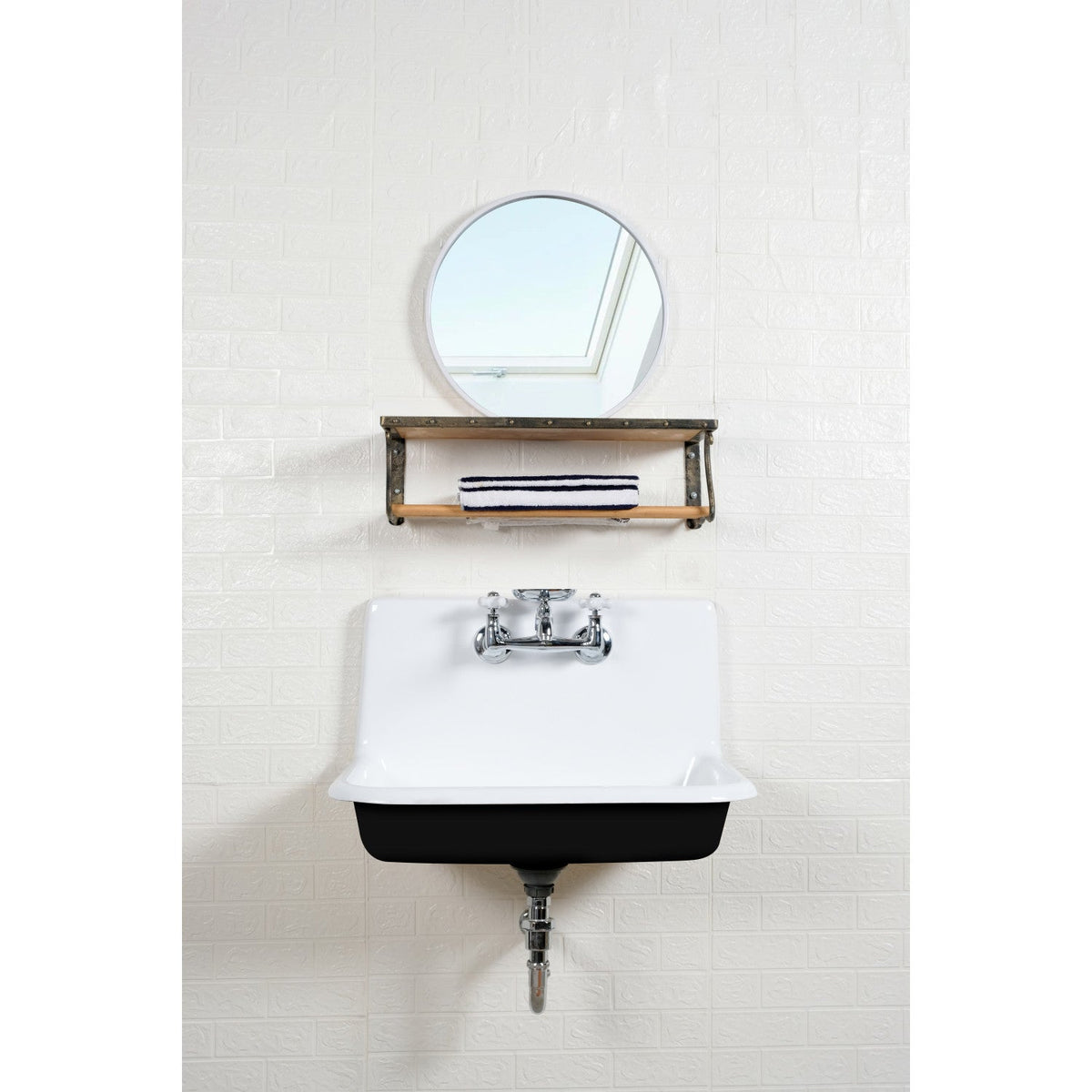 Towne 30-Inch Cast Iron Single Bowl Wall Mount Utility Sink (2-Hole) in White
