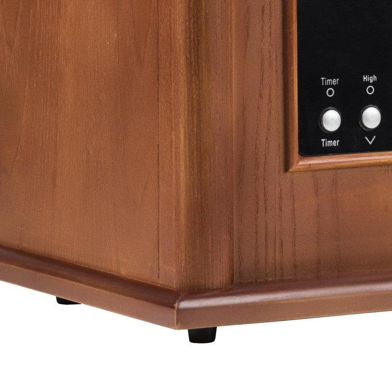 Parrot Uncle 1500-Watt Electric Cabinet with 4 Quartz Infrared Heater in Wood with LED Digital Screen, Remote Control and Timer