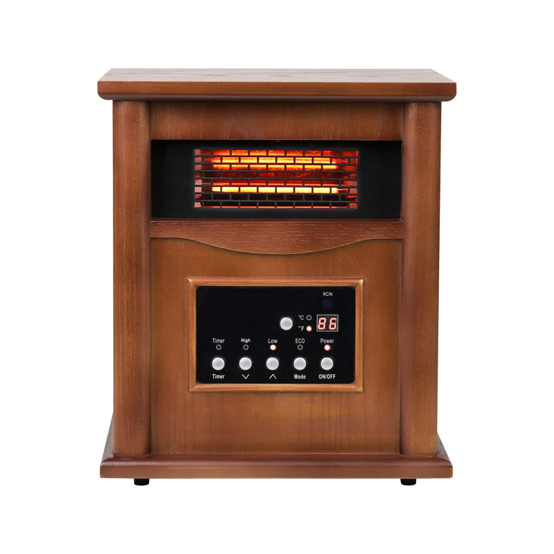 Parrot Uncle 1500-Watt Electric Cabinet with 4 Quartz Infrared Heater in Wood with LED Digital Screen, Remote Control and Timer