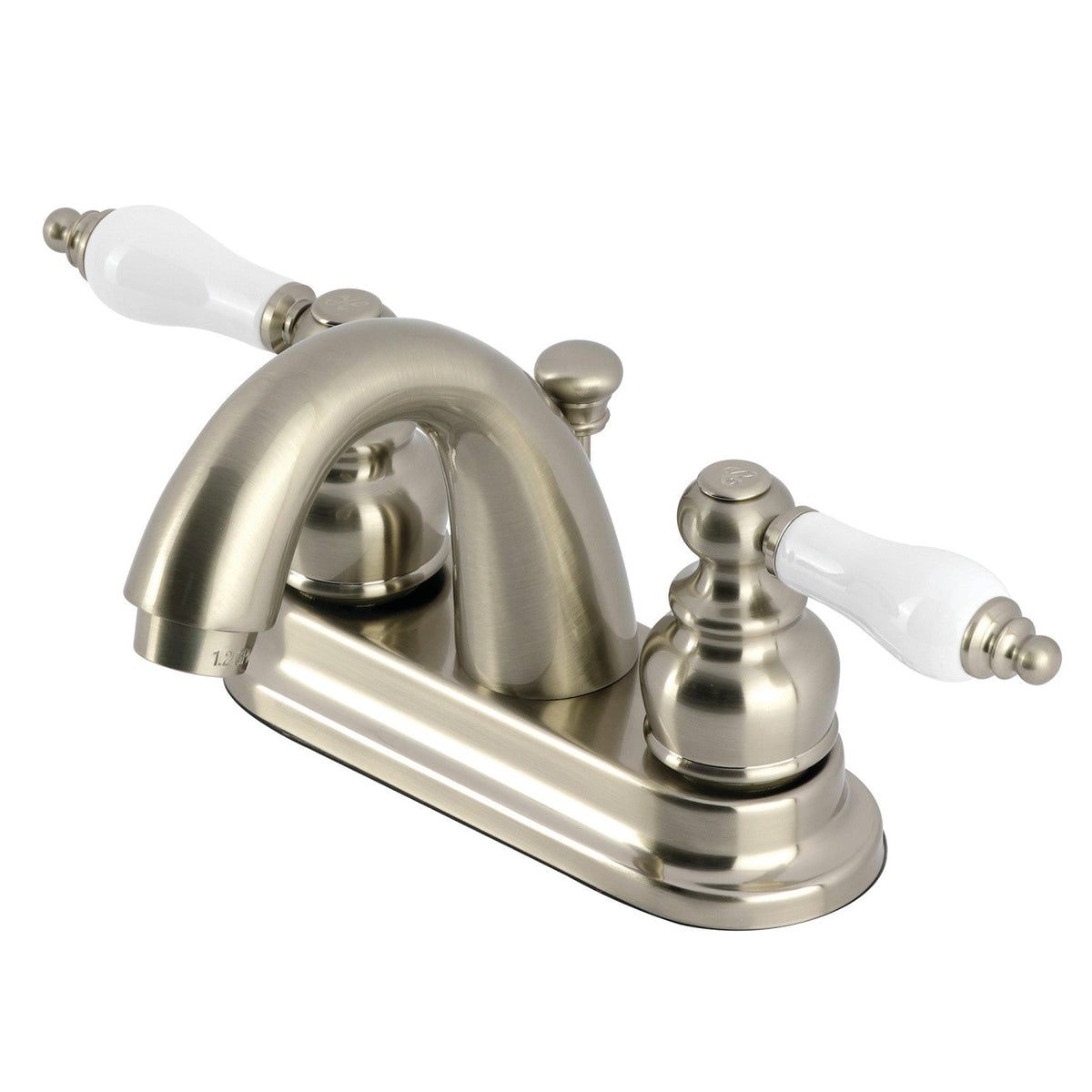 Restoration Double-Handle 4" Centerset Bathroom Faucet with Pop-Up Drain in Brushed Nickel