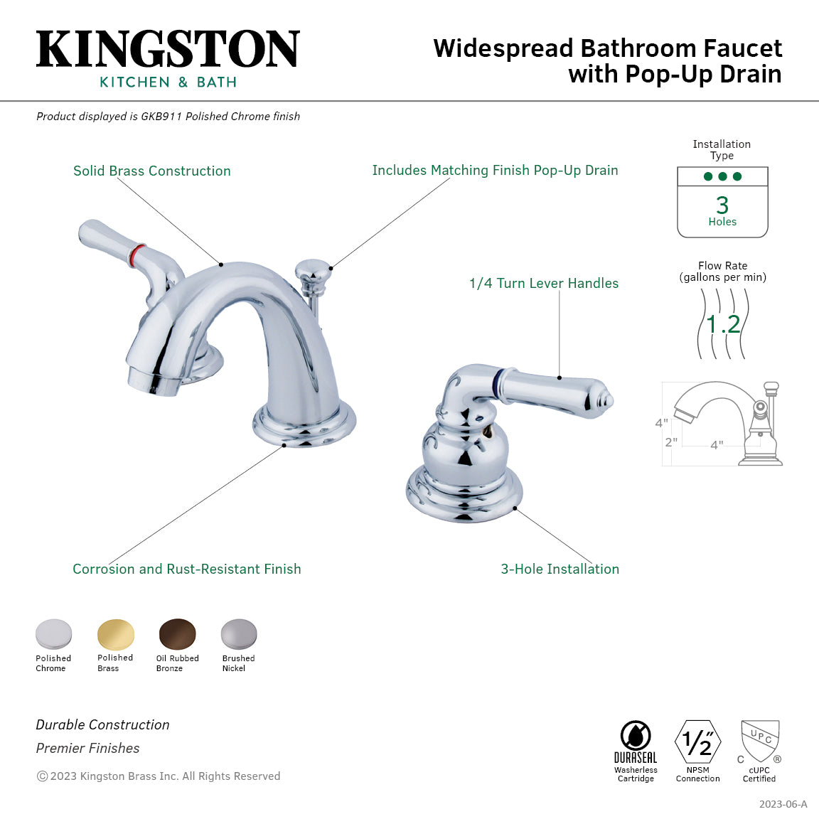 Magellan Widespread Bathroom Faucet with Pop-Up Drain in Polished Chrome