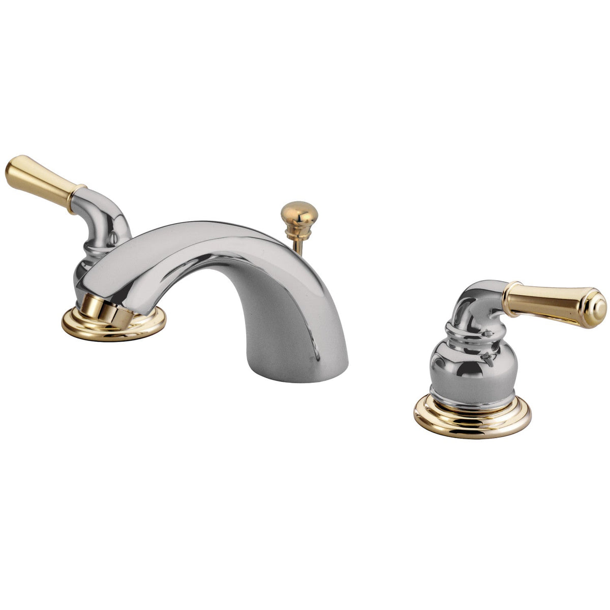 Magellan Mini-Widespread Bathroom Faucet with Pop-Up Drain in Polished Chrome/Polished Brass